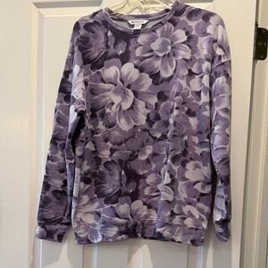 Athleta Purple Floral Print pullover Sweatshirt